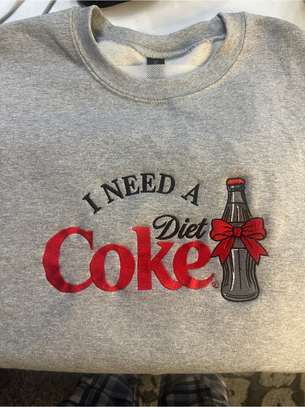 Coca Cola Gray Sweatshirt with Red Coke Script and Bottle Embroidery - Picture 3 of 3